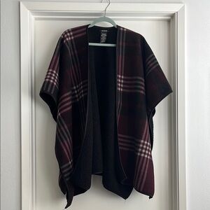 ike behar plaid open front poncho